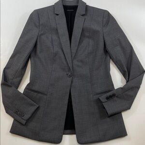 Eli Tahari Gray One Button Blazer Women’s Size 2 Tailored Work Jacket